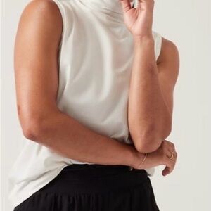 Athleta Sleeveless Mock Neck Tank Top in Off-White
